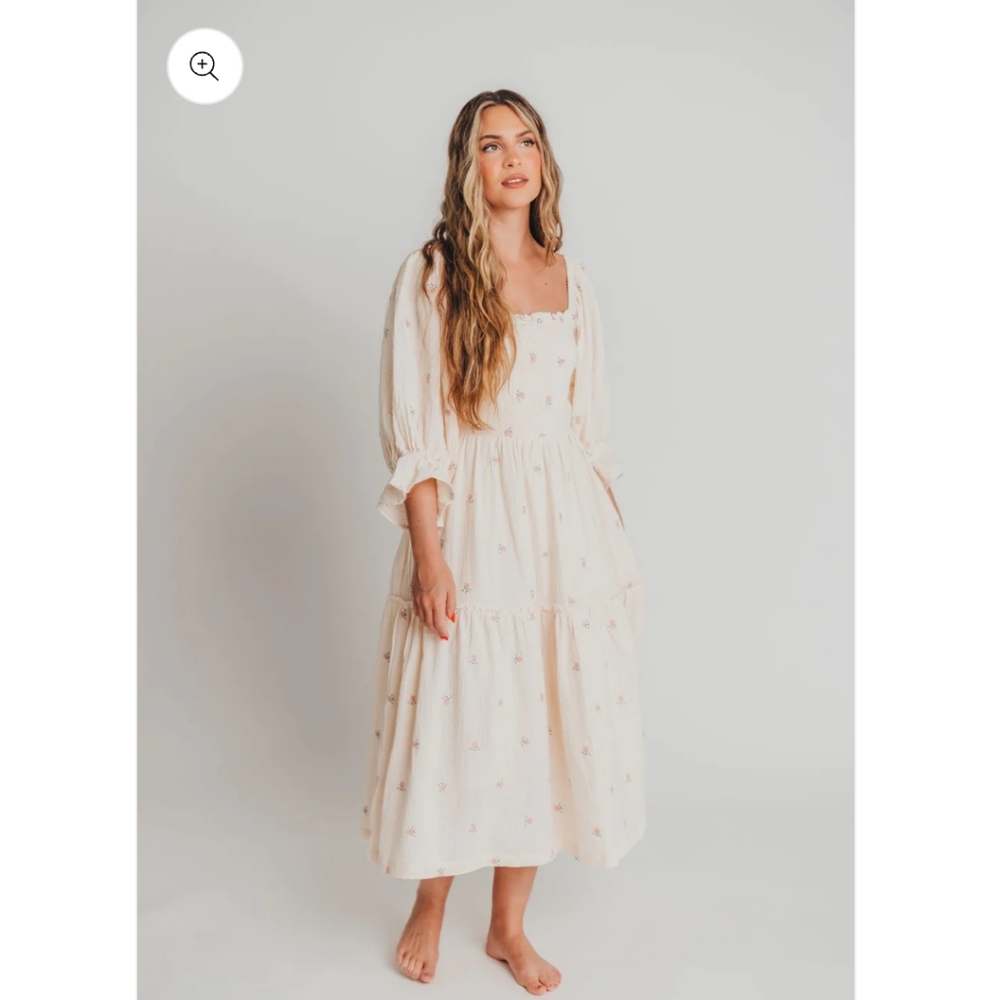 Worth Collective Eve Floral Maxi dress cream bump friendly small